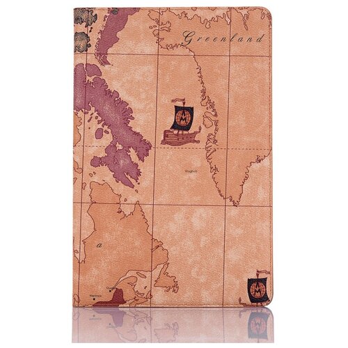 фото Чехол-книжка mypads для samsung galaxy tab s5e 10.5 sm-t720/ t725 (2019) с мульти-подставкой и визитницей тематика карта мира коричневый