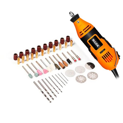 Гравер мини-дрель Hilda 200 Вт с гибким валом, кейсом для хранения и 92 насадками