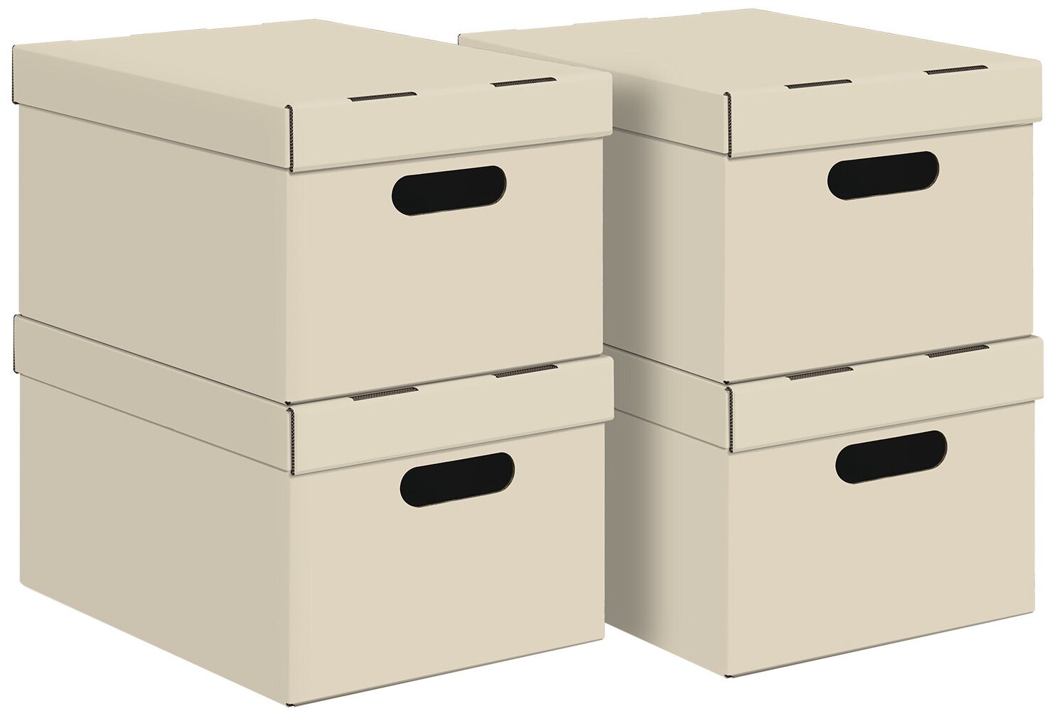 Короба картонные, 25*33*18.5 см, набор 4 шт., цвет бежевый