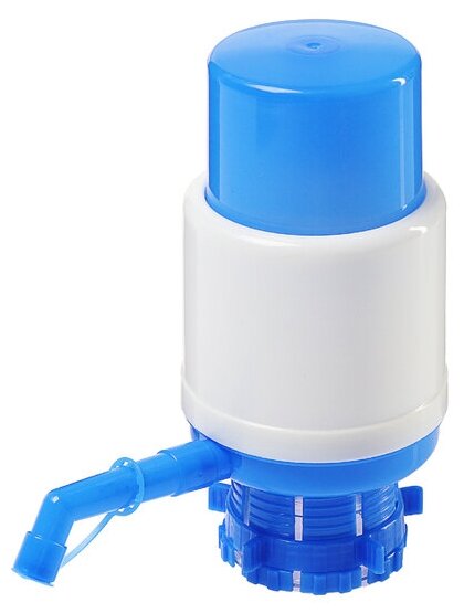 Помпа для воды LuazON механическая средняя под бутыль от 11 до 19 л голубая