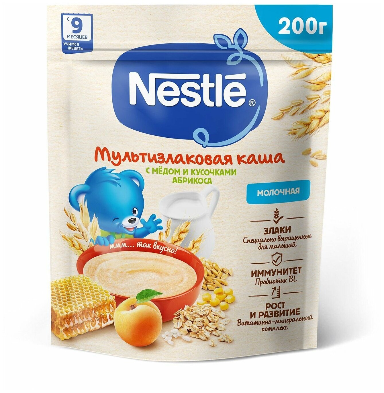 Каша молочная Nestle мультизлаковая мед-абрикос с 9 месяцев 200 г