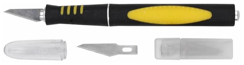 Нож макетный Fit, прорезиненная алюминиевая ручка