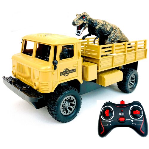 фото Радиоуправляемый военный грузовик с динозавром 218-m4 dinosaur, светодиодные фары, машинка на пульте управления, на аккумуляторе, 24.5х11х10.5 см play smart