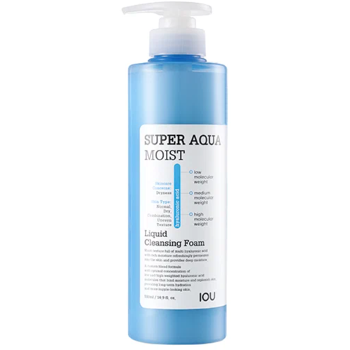 Пенка для умывания глубоко увлажняющая Welcos IOU Super Aqua Moist Cleansing Foam, 500 мл увлажняющая пенка для умывания лица iou super aqua moist cleansing foam