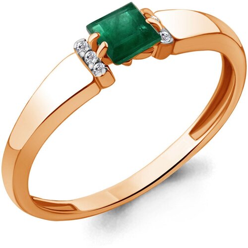 фото Золотое кольцо aquamarine 961869ки с бриллиантом и изумрудом diamant-online