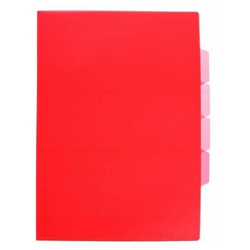 Папка-уголок, А4, 150 мкм, Calligrata, 3 отделения, прозрачная, красная neobrand папка для 3 комплектов документов цвет красный