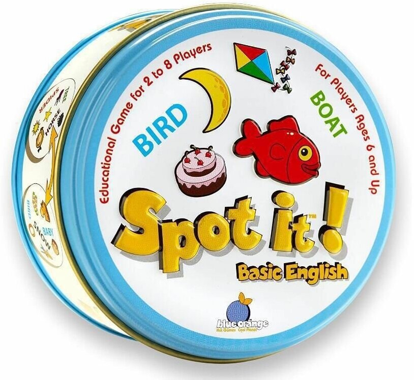 Настольная игра Дубль "Spot It" Basic English (похожа на доббль/dobble) / Дуббль базовый английский для всей семьи