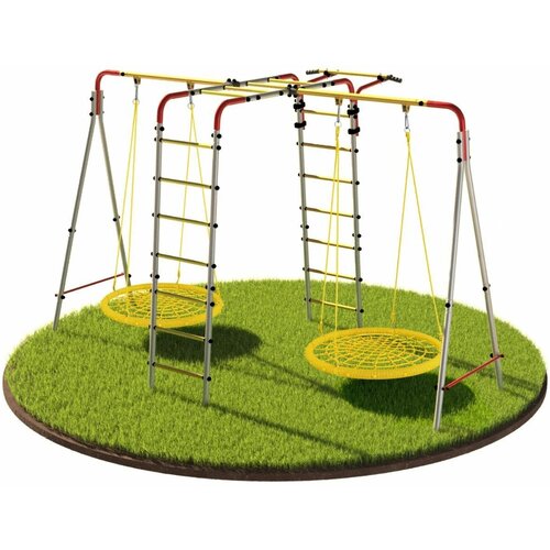 Детский спортивный комплекс для улицы, игровая уличная площадка для детей, для сада и дачи с двумя качелями