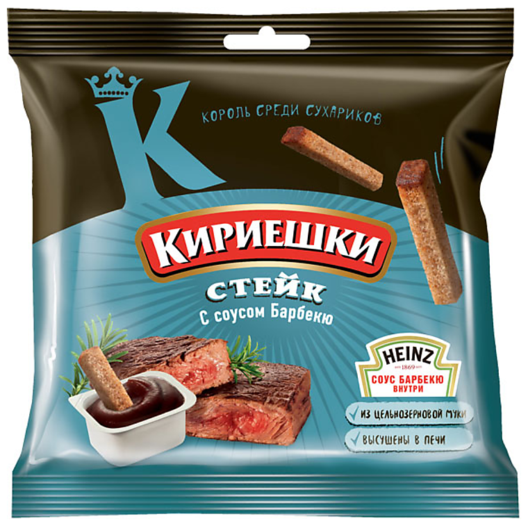 «Кириешки», сухарики со вкусом стейка и соусом барбекю «Calve», 85 г, 5 штук