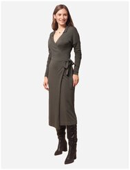 Платье вязаное женское Vilatte темно-оливковый (размер 48, рост 170)