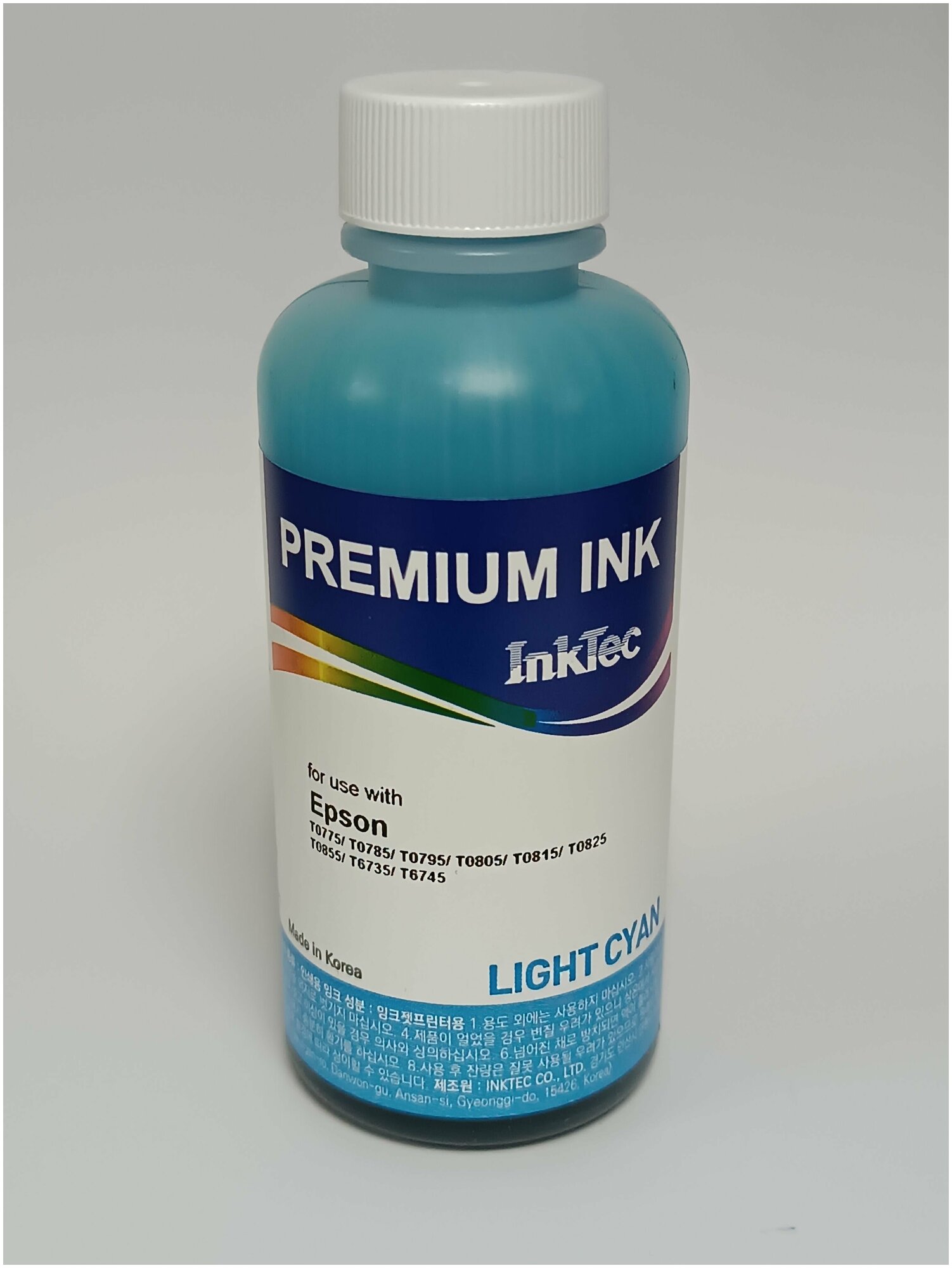Чернила INKTEC E0010-100MCL, для струйных принтеров для Epson, водные, цвет Light cyan (светло-голубой), 100 мл