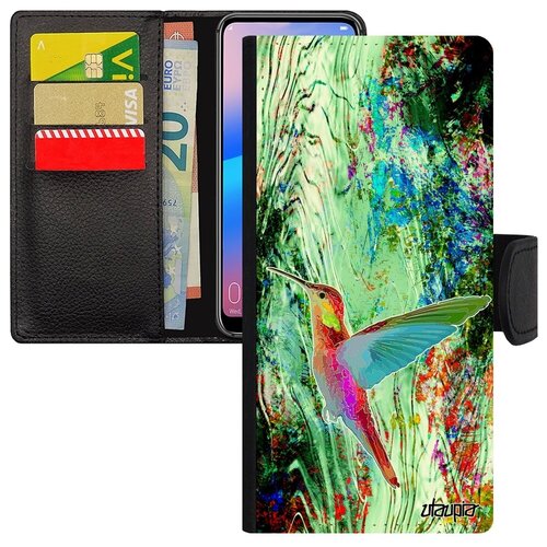 фото Защитный чехол-книжка на телефон // galaxy a12 // "колибри" природа полет, utaupia, серебристый