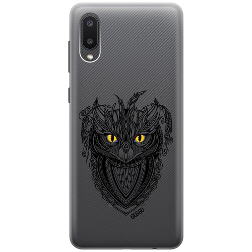фото Ультратонкий силиконовый чехол-накладка clearview для samsung galaxy a02 с 3d принтом "grand owl" gosso