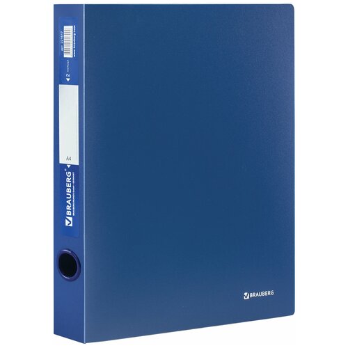 фото Папка на 2 кольцах brauberg «стандарт», 40 мм, синяя, до 300 листов