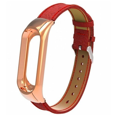 Ремешок кожаный для Xiaomi Mi Band 4 Leather Strap (Red/Красный)