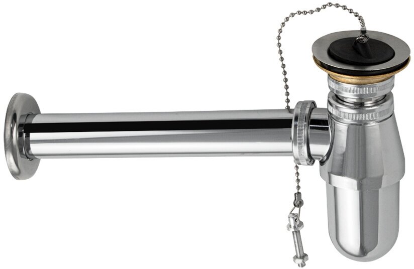 Сифон санакс d - 32 мм, на раковину, мойку с отводом, металлический, латунь хромированная