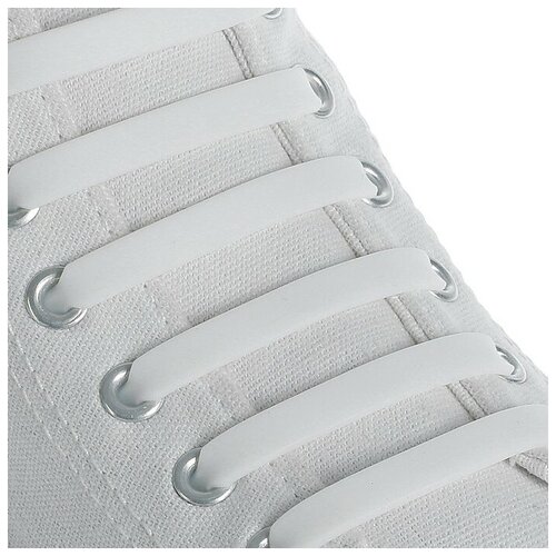фото Набор шнурков для обуви, 6 шт, силиконовые, плоские, 13 мм, 9 см, цвет белый qwen