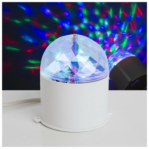 Световой прибор «Хрустальный шар» 7.5 см, свечение RGB, 220 В, белый