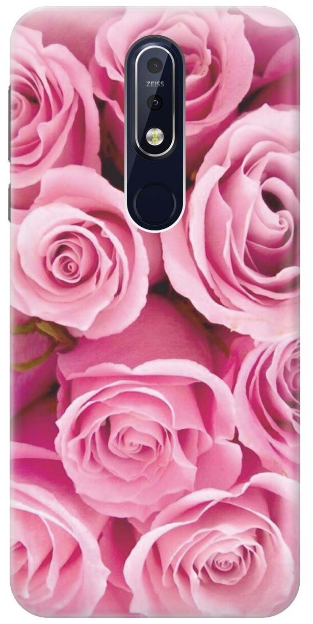 GOSSO Ультратонкий силиконовый чехол-накладка для Nokia 7.1 (2018) с принтом "Букет роз"