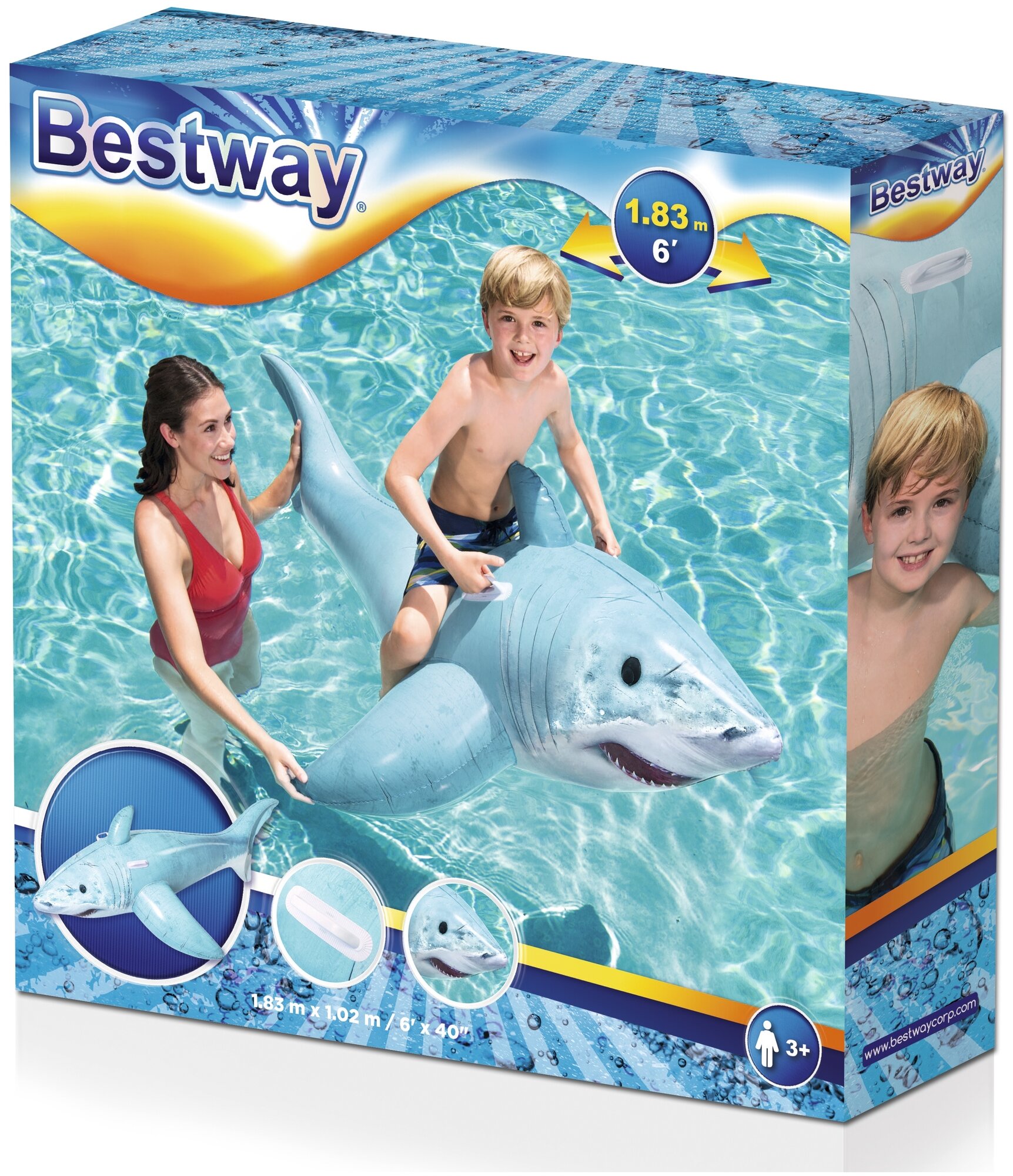 игрушка надувная BESTWAY Акула 183x102см для плавания на воде - фото №2