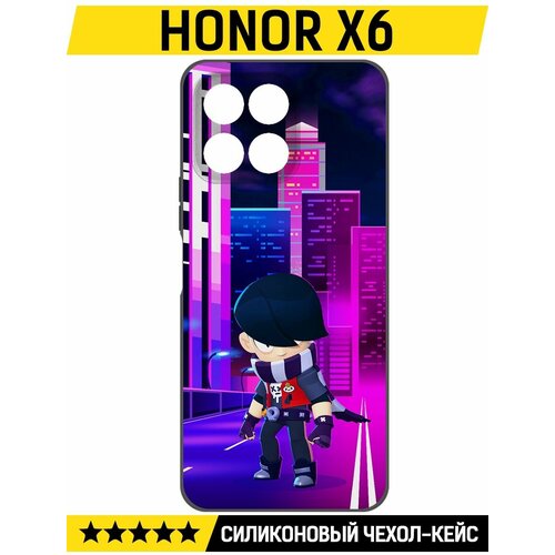 Чехол-накладка Krutoff Soft Case Brawl Stars - Эдгар для Honor X6 черный чехол накладка krutoff soft case brawl stars эдгар для honor x50i черный