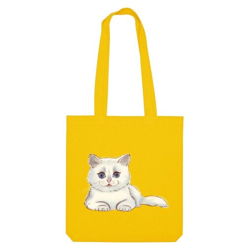 Сумка шоппер Us Basic, желтый сумка белый котенок в пончике белый