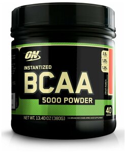 Фото Аминокислоты и BCAA для спорсменов Optimum Nutrition Instantized BCAA 5000 Powder 13,4 oz Fruit Punch