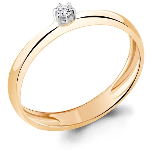 Кольцо помолвочное AQUAMARINE, золото, 585 проба, бриллиант, размер 17