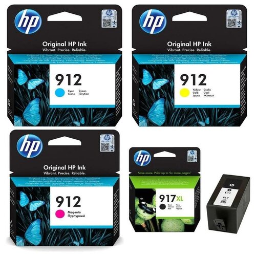 HP Картриджи комплектом HP 3YL79AE-3YL78AE-3YL77AE-3YL85AE 912, 917XL полный набор