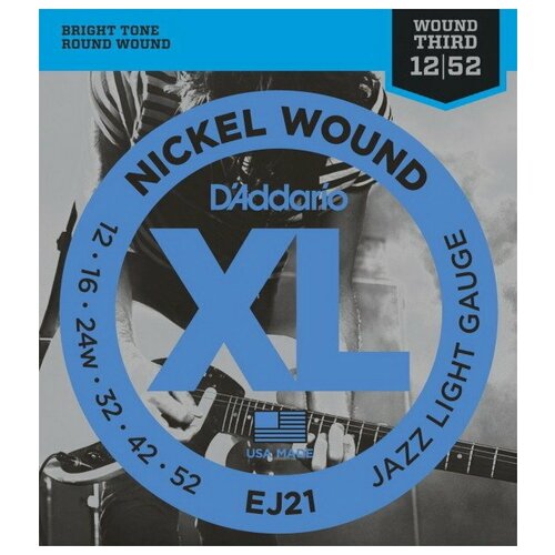 фото Струны для электрогитары d'addario ej21 jazz light (12-52)