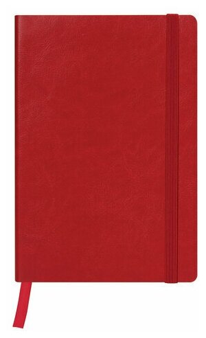 Блокнот 80л, А6 Brauberg "Metropolis Ultra", красный, интегральный переплет под кожу, резинка, 100x150мм (111026)