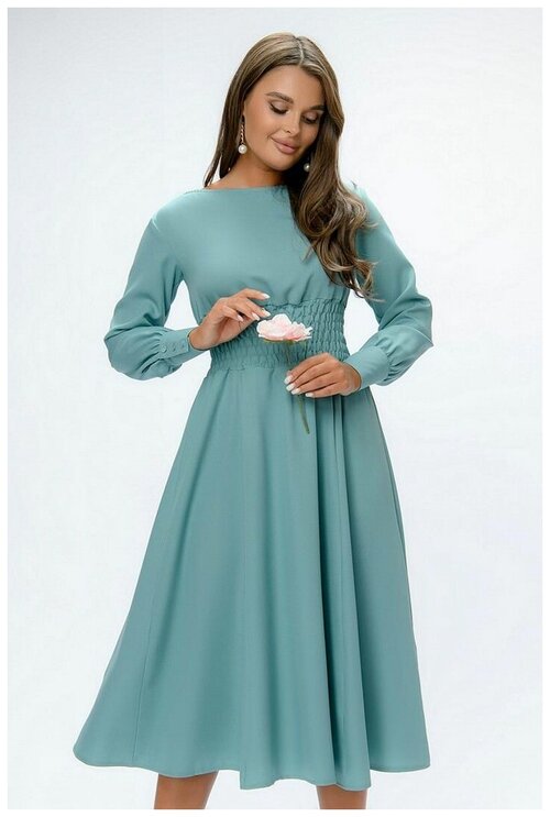 Платье 1001dress, миди, размер 52, зеленый