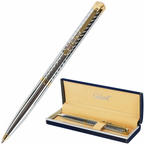 Ручка подарочная шариковая GALANT «Barendorf», корпус серебристый с гравировкой, золотистые детали, пишущий узел 0,7 мм, синяя, 141011