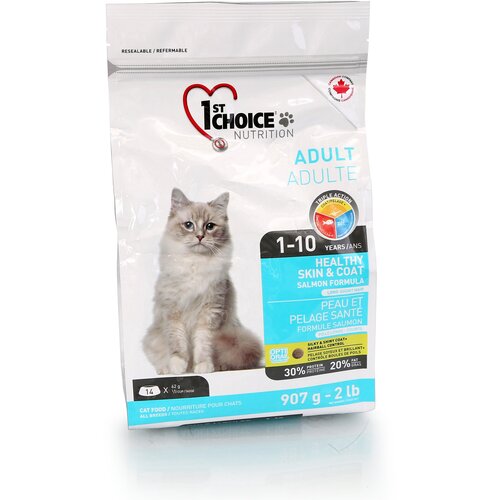 Корм для кошек 1st Choice для здоровья кожи и блеска шерсти, с лососем 907 г