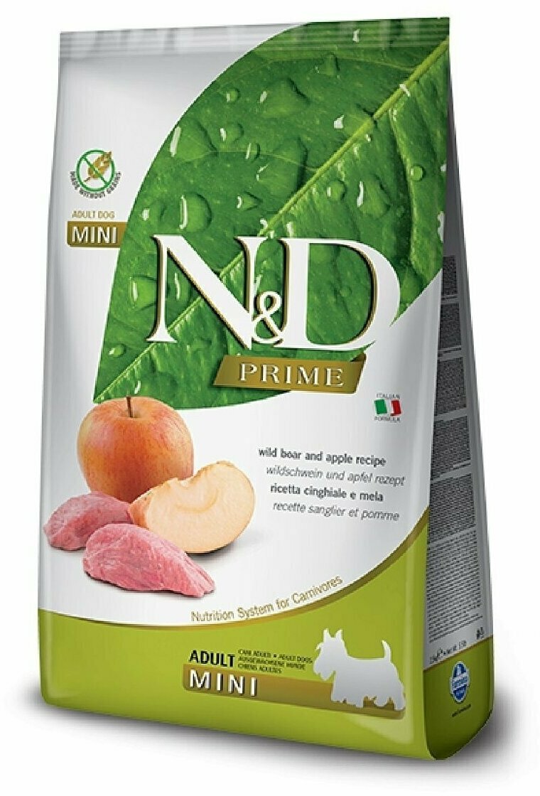 Сухой корм для собак Farmina N&D Prime, беззерновой, дикий кабан, с яблоком 800 г (для мелких пород)
