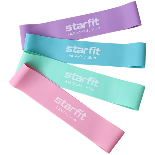 фото Фитнес-резинки starfit core es-203 латекс, комплект пастель, 4 шт