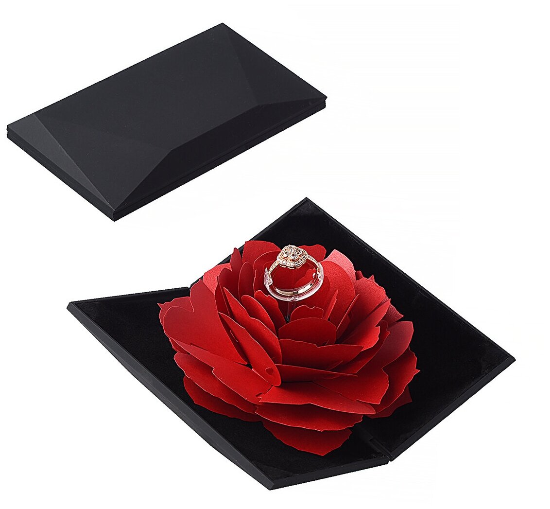 Футляр для кольца/коробочка для кольца/роза черный — фото 1