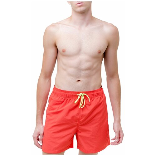 фото Плавательные шорты мужские однотонные , шорты с сеткой внутри, оранжевый цвет, размер m anymalls