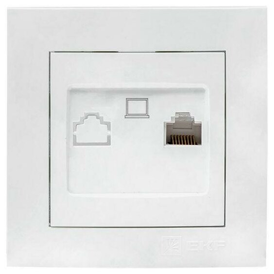 Розетка компьютерная 1-м СП Валенсия RJ45 бел. PROxima EWK01-035-10 EKF (7шт.)