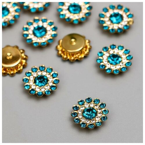 фото Декор для творчества пластик "цветок-солнце сине-зелёный" набор 20 шт 1,4х1,4 см mikimarket