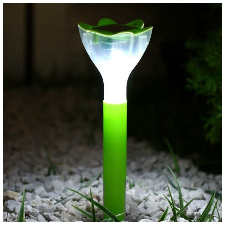 Фонарь садовый Luazon Lighting на солнечной батарее "Цветок зеленый", 29 см, d 6 см, 1 Led
