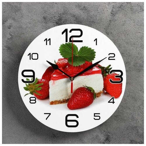 фото Часы настенные, серия: кухня, "торт с клубникой", 24 см, стрелки микс 3571412 . yandex market
