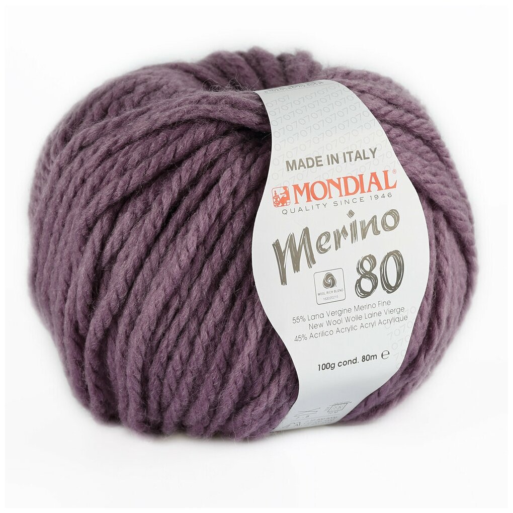 Пряжа Merino 80 Mondial - 1 моток (80 м, 100 гр), цвет 228