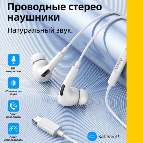 Вакуумные наушники проводные с микрофоном для айфона вкладыши с разъемом apple lighting 40700₽