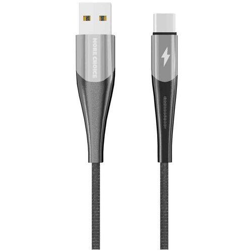 Дата-кабель Smart USB 3.0A для Type-C More choice K41Sa New нейлон 1м Silver Black