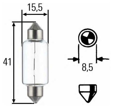 8GM 002 091-141_лампа! (C15W) 12V 15W SV8.5\ HELLA 8GM002091141