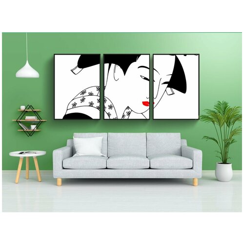 фото Набор модулных постеров для интерьера "японский, женщина, леди" 60x90 см. в тубусе, без рамки lotsprints