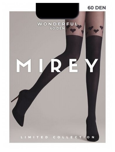 Колготки  Mirey Wonderful, 60 den, с ластовицей, размер 2, черный