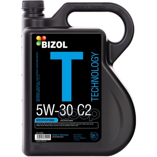 BIZOL Масло Моторное 5w30 Bizol 5л Нс-Синтетика Technology C2 Api Sn/Cf (Азия)_ме