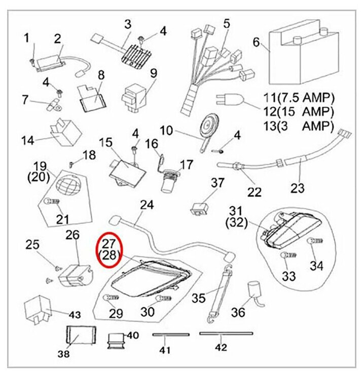 Блок-фара передняя правая ATV 300B 12В 52010013 52010012 LU019206